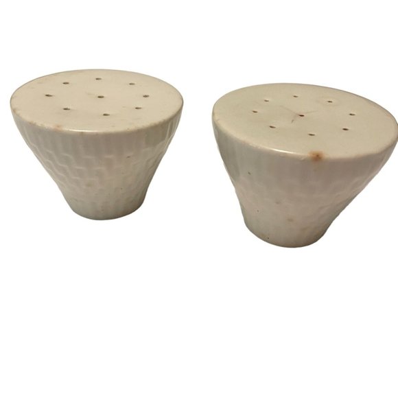 Vintage Weave Pattern Ceramic Salt Pepper Shakers MCM Mid Century Modern - Picture 1 of 6